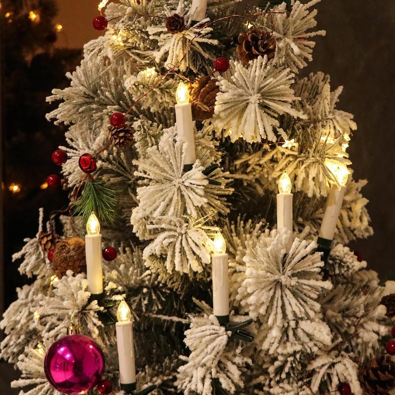 DRomance Christmas Tree Flameless Taper Candle Lights Battery Operated with 10-Key Remote and Timer, 30 Pack Plastic 3D Wick Flickering LED Taper Candles Multi-Using Home Garden Holiday Decor 3.4" - Image 4